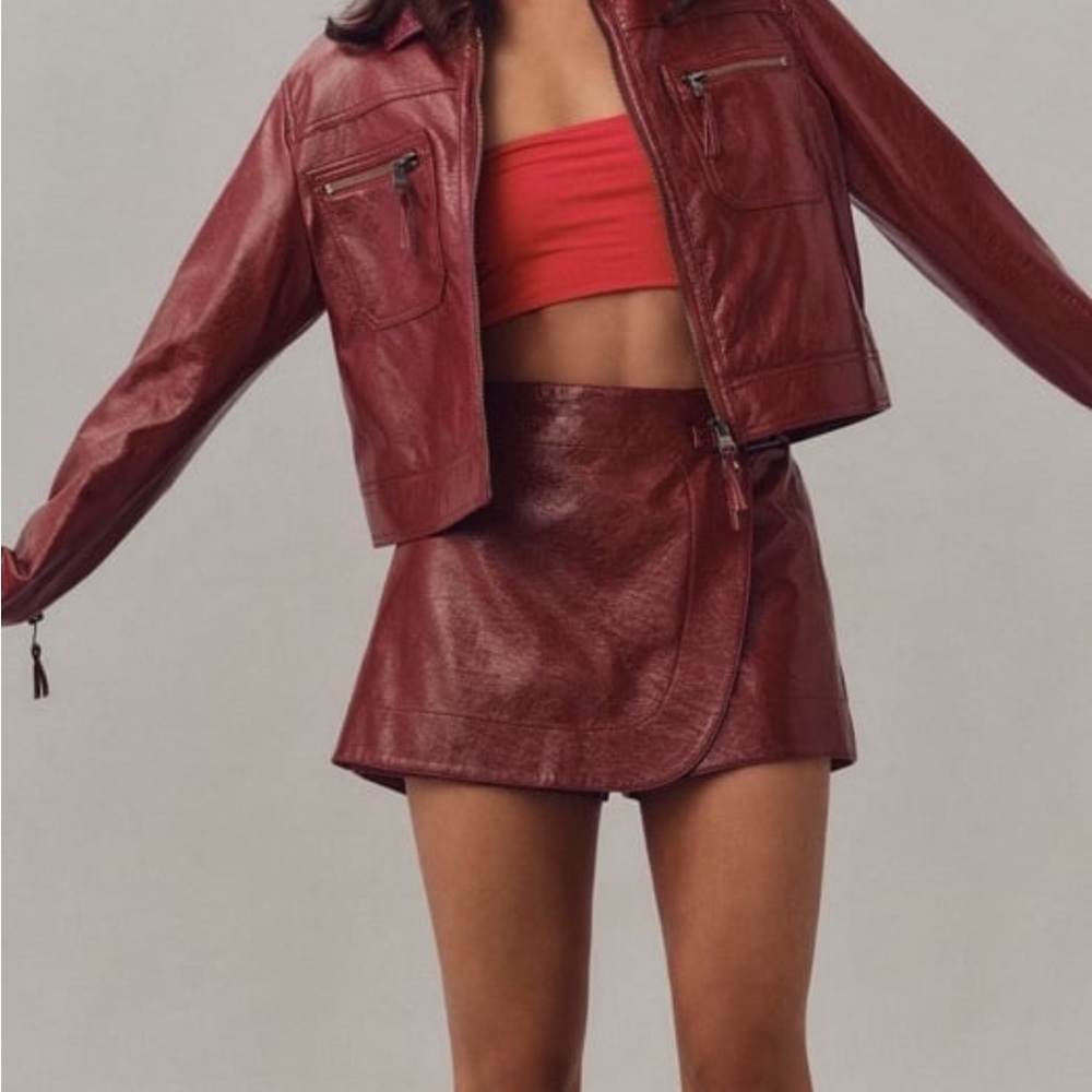 Maeve Faux Leather Skort in Cherrywood NWT Size 4
